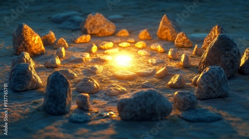 Stone Circle with Glowing Light in the Center