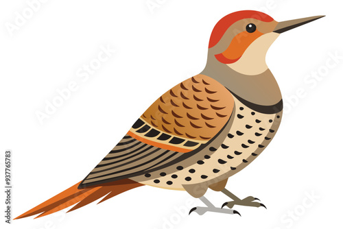 Northern flicker bird vector art illustration