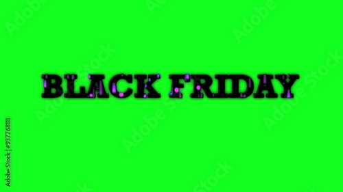 Black Friday text with neon drops effect that flows down. Alpha channel, suitable for use in other videos and footage. Seamless loop.