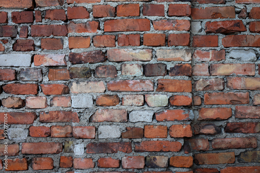 Obraz premium Mur Stocznia Gdańsk Struktura tło ściana czerwona cegła vintage Old red brick wall stara czerwona cegłą 