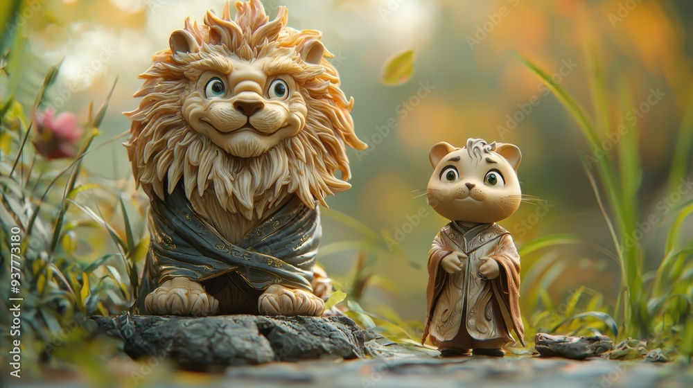 Miniature Lion and Robe Figurines Displayed, Trending in CG Miniature Lion and Robe Figurines Displayed, Trending in CG