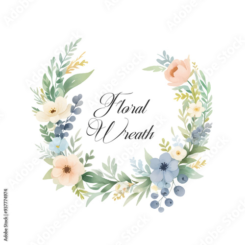 Green Watercolor Floral Wreaths, Watercolor Flowers, Watercolor Borders, Watercolor Frames