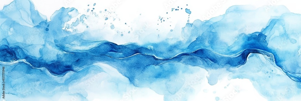 Abstract Blue Watercolor Painting - Flowing and Tranquil - This abstract watercolor painting evokes a sense of tranquility and serenity, with flowing blue hues representing water, clouds, or even a dr Abstract Blue Watercolor Painting - Flowing and Tranquil - This abstract watercolor painting evokes a sense of tranquility and serenity, with flowing blue hues representing water, clouds, or even a dr
