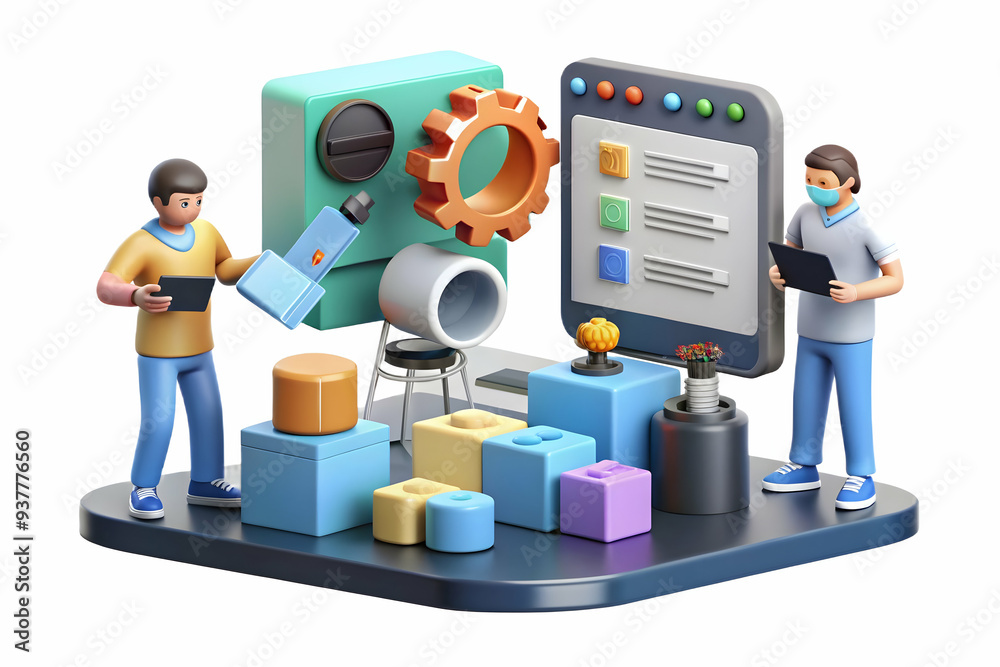 Obraz premium Candid AI Enhanced Product Testing: Innovative Precision and Collaboration in Product Development - Team Conducting Product Tests with AI Tools, Highlighting Experimental Process Scene in Photo Stock