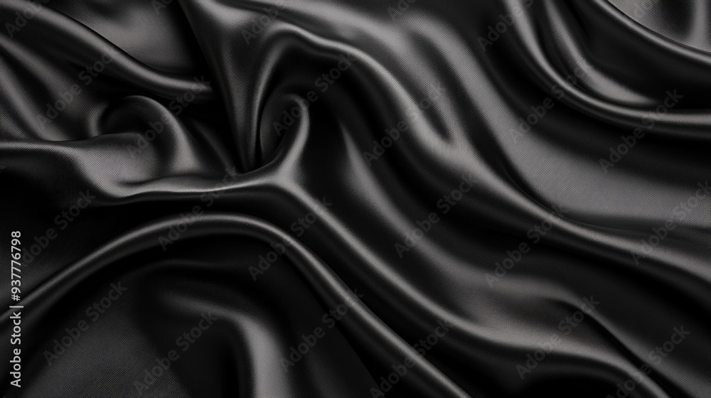 Luxurious Black Fabric Texture with Elegant Folds Luxurious Black Fabric Texture with Elegant Folds