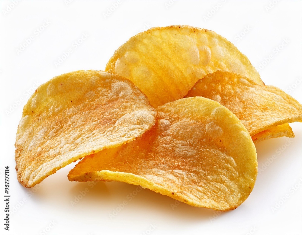 Set of potato chips isolated on white background Set of potato chips isolated on white background