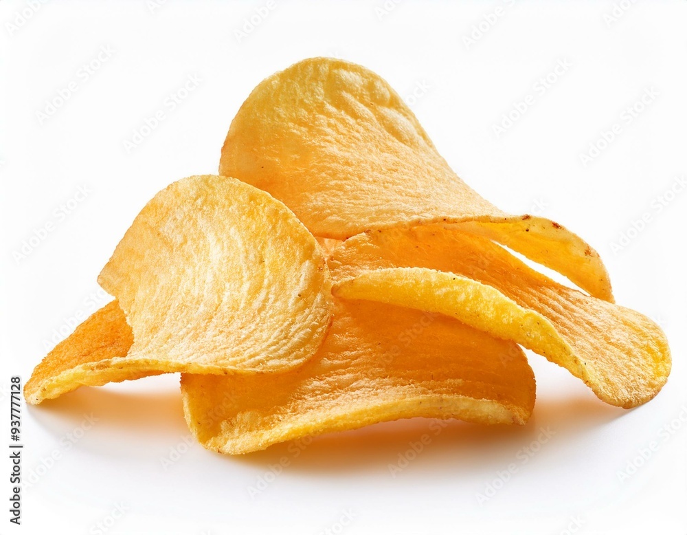 Set of potato chips isolated on white background Set of potato chips isolated on white background
