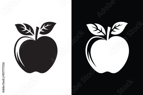 Apple fruit icon with black and white background