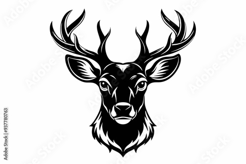 deer head silhouette vector illustration, logo type