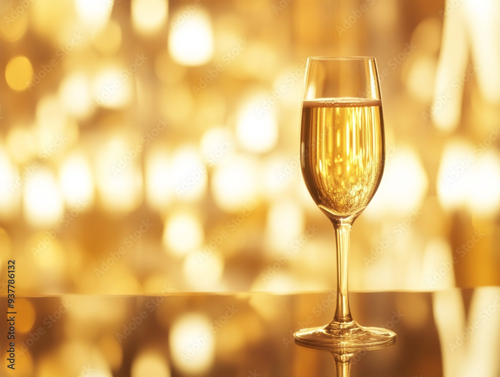 Glass of sparkling champagne with bubbles on the bar counter Glass of sparkling champagne with bubbles on the bar counter