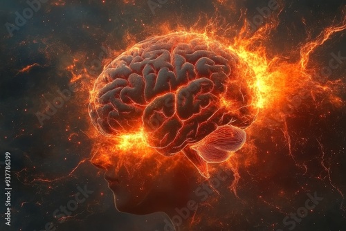 Abstract depiction of a glowing brain symbolizing cognitive strength intellectual power and the integration of human thought with modern technology