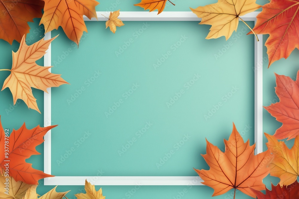 Autumn seasonal background frame with falling autumn leaves and room for text Autumn seasonal background frame with falling autumn leaves and room for text