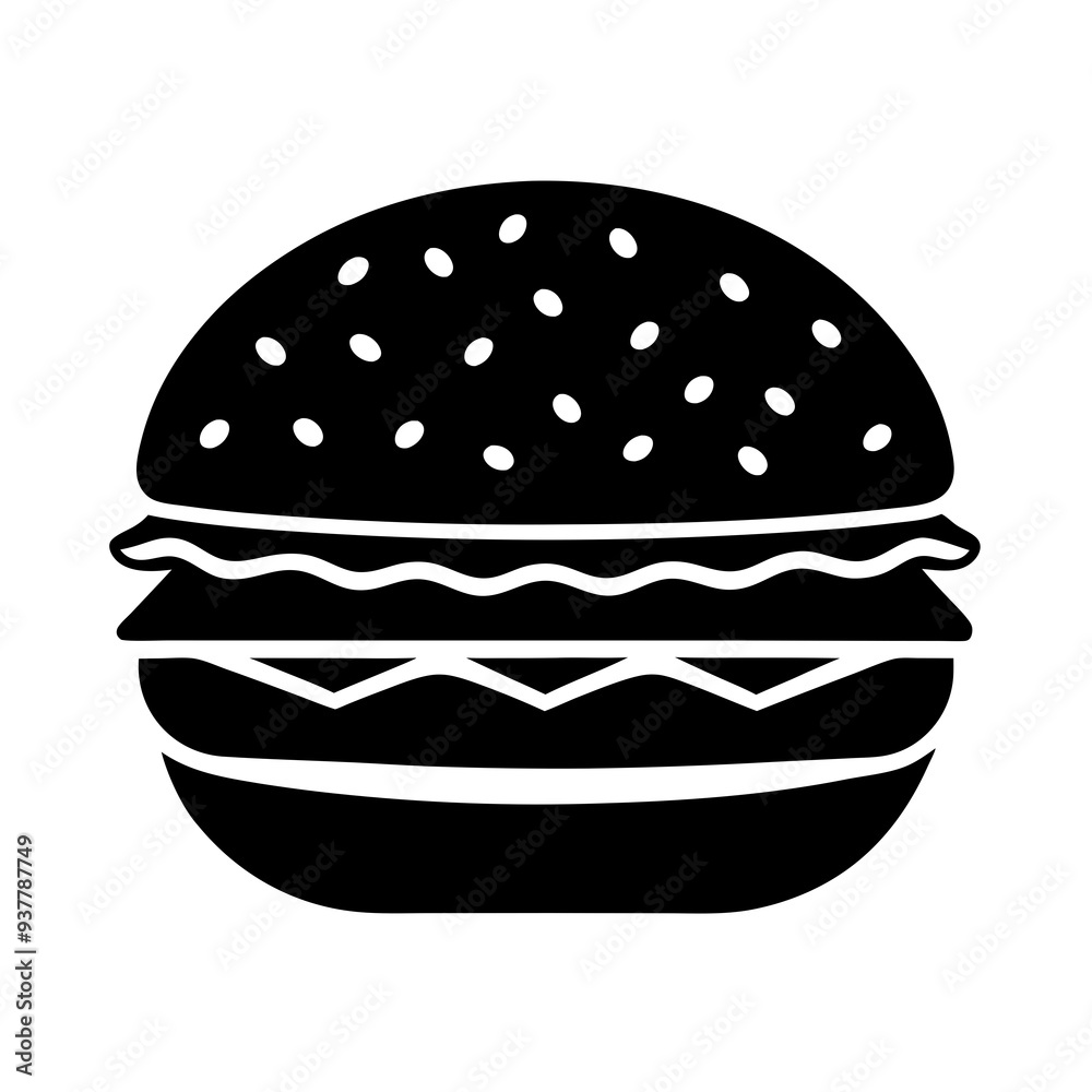 Solid Vector Icon for Hamburger Solid Vector Icon for Hamburger