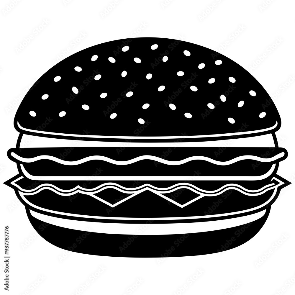 Solid Vector Icon for Hamburger Solid Vector Icon for Hamburger