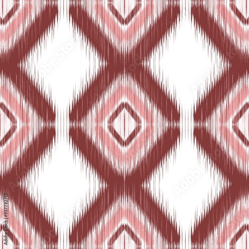 Seamless ikat with significance, brown, white and pink