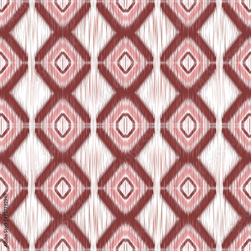 Seamless ikat with significance, brown, white and pink