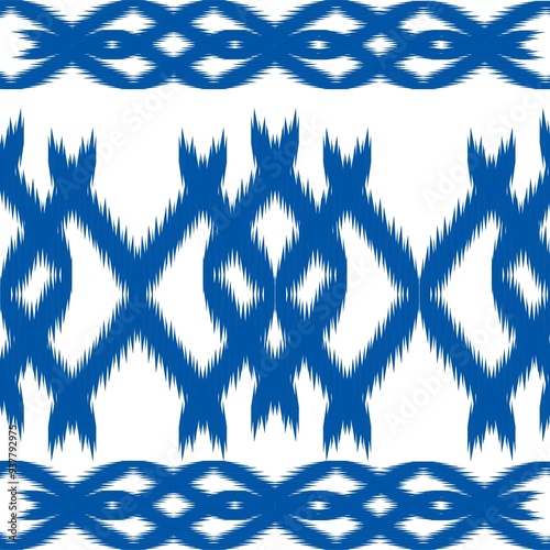 ikat seamless pattern of importance blue white background