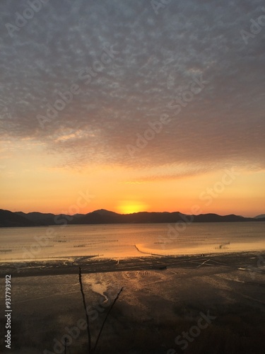 sunset over the sea, Waon beach, Suncheon-si, Jeollanam-do, Republic of Korea photo