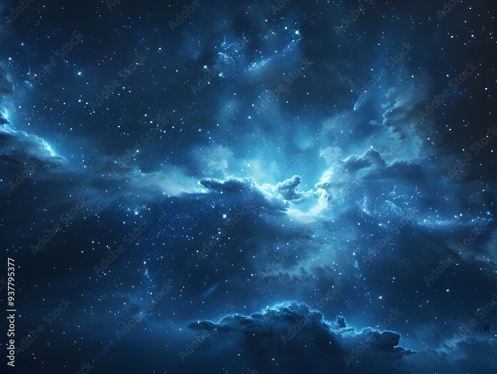 Glowing Nebula in the Dark Expanse of Space with Scattered Stars Glowing Nebula in the Dark Expanse of Space with Scattered Stars