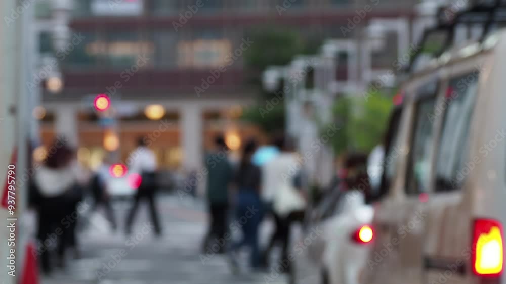 フォーカスアウトで撮影する名古屋の繁華街の街並みの風景 フォーカスアウトで撮影する名古屋の繁華街の街並みの風景