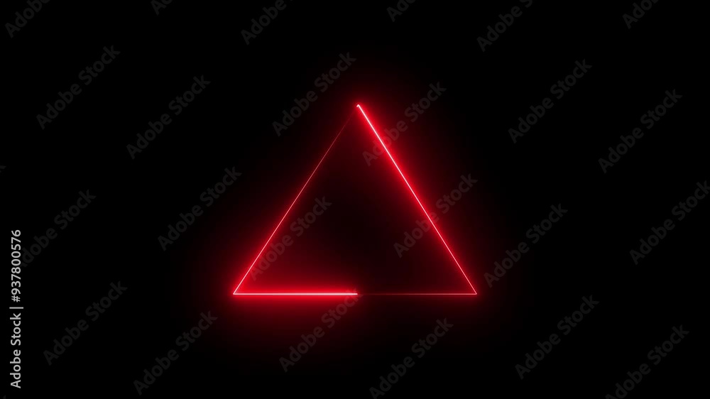 Glowing triangle frame loading animation. Neon abstract geometric shape looping animation.