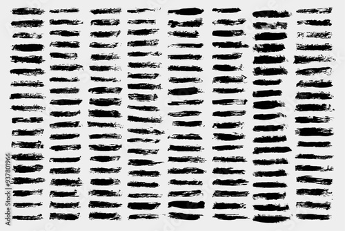 Mega vector brush strokes collection, Ink splatters, grungy painted lines, artistic design elements: waves, circles, triangles. Vector paintbrush set