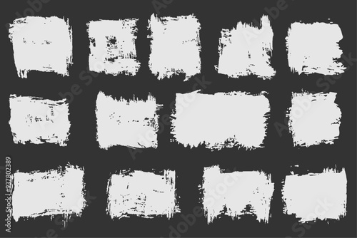 Mega vector brush strokes collection, Ink splatters, grungy painted lines, artistic design elements: waves, circles, triangles. Vector paintbrush set