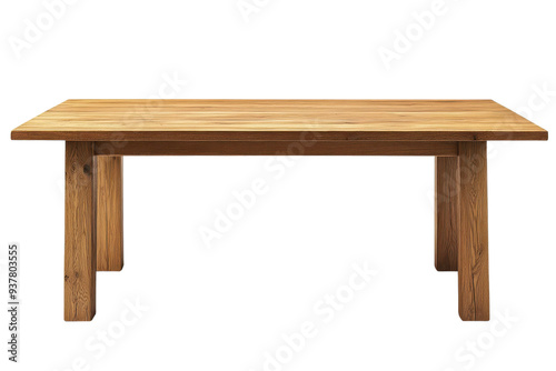 A rustic wooden table perfect for dining or workspace, showcasing natural grain and sturdy construction.