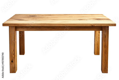 A sturdy wooden table with a natural finish, ideal for dining, working, or as a decorative piece in any interior space.