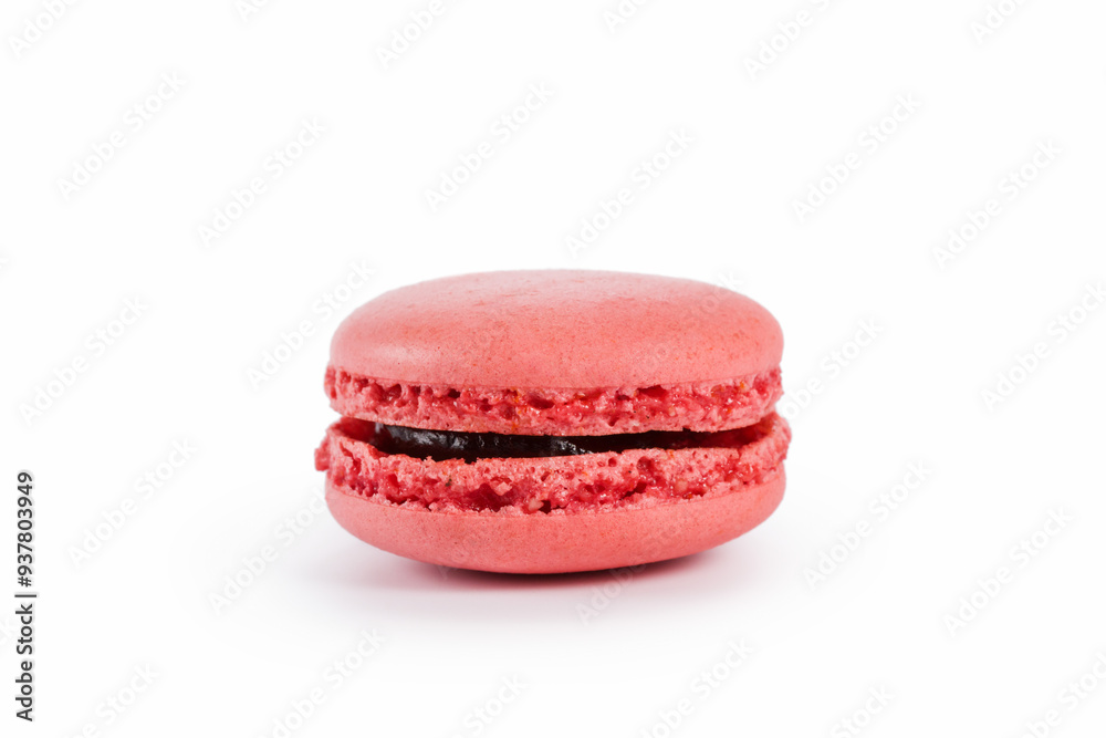 pink macaron with jam isolated on white pink macaron with jam isolated on white