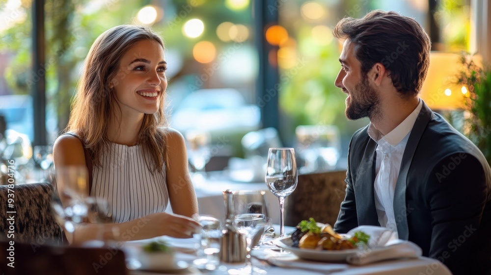 A romantic dinner between a couple enjoying a meal, with soft lighting creating a warm and inviting atmosphere. A romantic dinner between a couple enjoying a meal, with soft lighting creating a warm and inviting atmosphere.