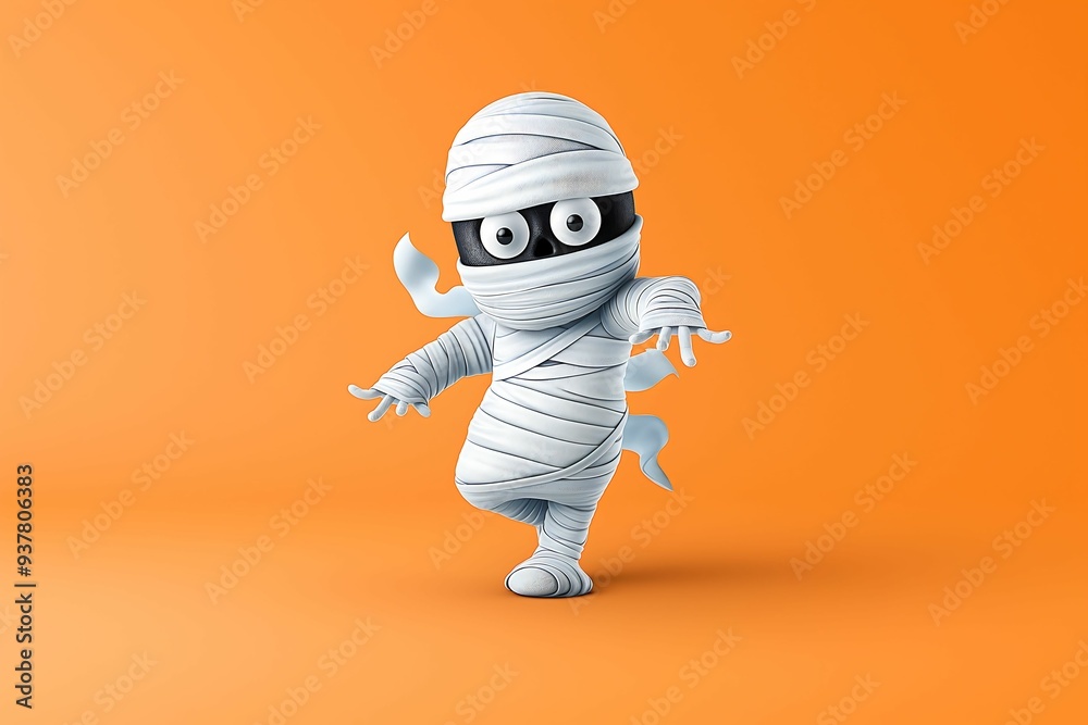 Fototapeta premium Mummy with toon shading bright colors and soft textures isometric view color pencil style isolated on pastel background fantasy mood more clarity with clear light and sharp focus high detailed