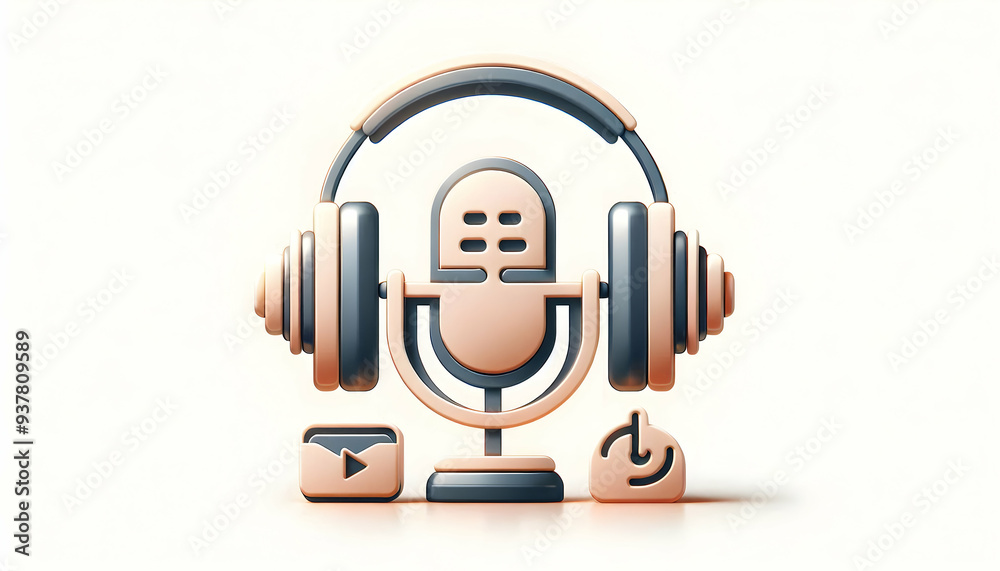 Minimalist Headphones and Microphone Vector for Online Education Communication - Photo Stock Concept Minimalist Headphones and Microphone Vector for Online Education Communication - Photo Stock Concept