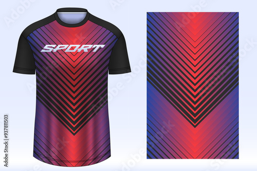 Soccer jersey design sport t-shirt. Mockup jersey for team football club. Uniform jersey front view.