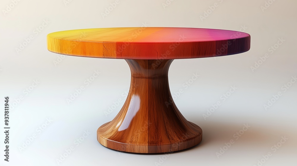 Colorful Modern 3D Designer Table - Isolated on White Background Colorful Modern 3D Designer Table - Isolated on White Background