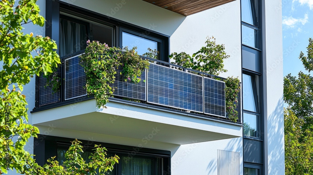 Fototapeta premium Modern residential building with solar panels