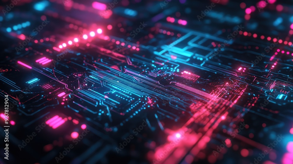 High-tech cyber pulse effect with vibrant, pulsating lights and circuit patterns on a sleek, dark surface. High-tech cyber pulse effect with vibrant, pulsating lights and circuit patterns on a sleek, dark surface.