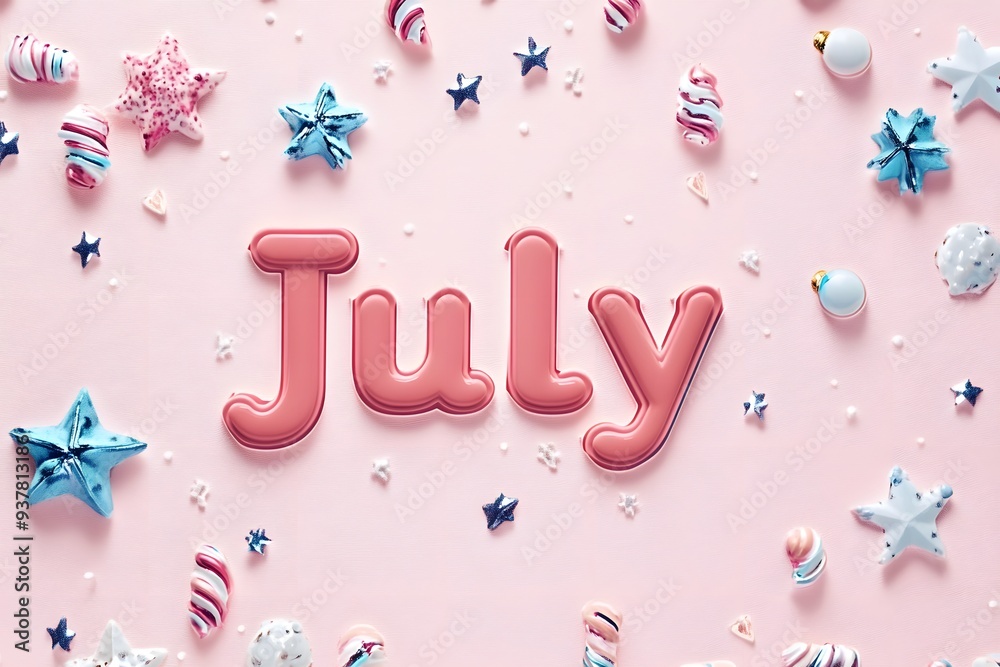 July on pink background