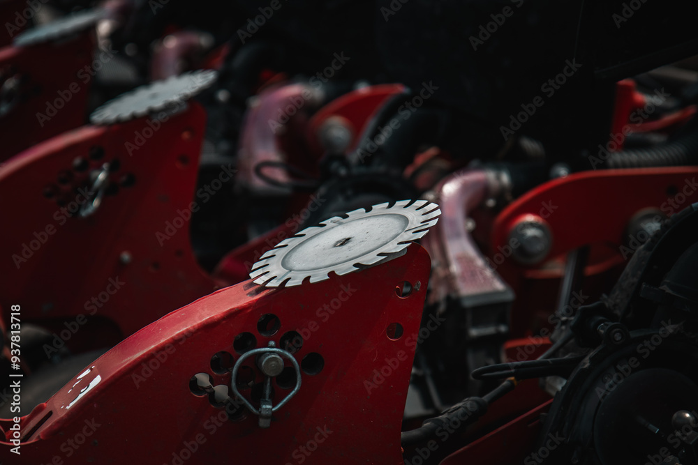 Detailed View of Tractor's Seeding Attachment