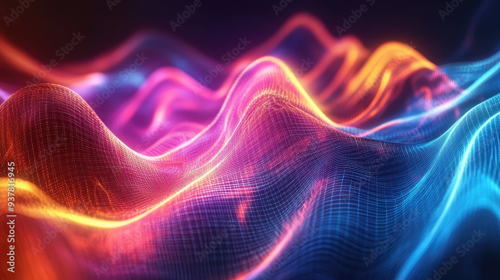 Abstract representation of cyber pulse with radiant lines and digital waves creating a sense of movement and energy. Abstract representation of cyber pulse with radiant lines and digital waves creating a sense of movement and energy.