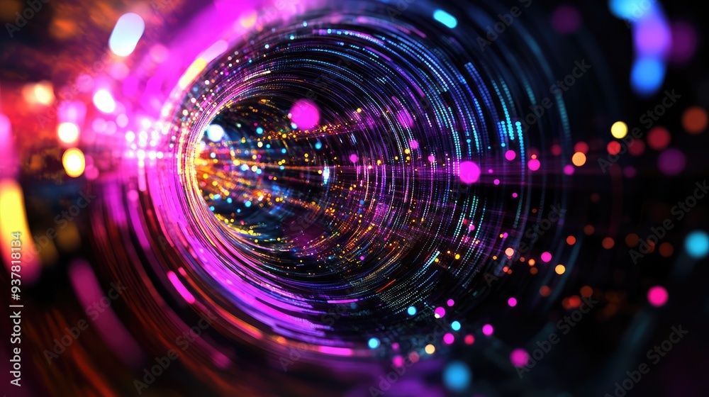 Obraz premium Abstract cyber pulse with vibrant, pulsating colors and digital effects, creating a modern, digital feel.