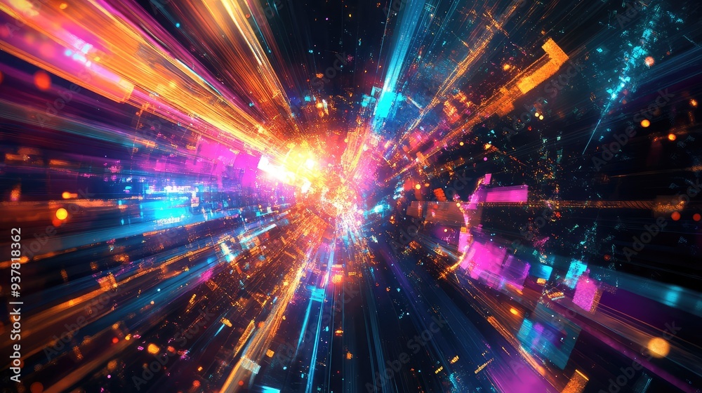 Abstract cyber pulse with vibrant, pulsating colors and digital effects, creating a modern, digital feel.