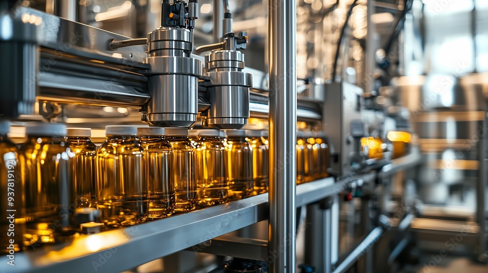 Bottling Line in a Food Production Factory. Bottling Line in a Food Production Factory.
