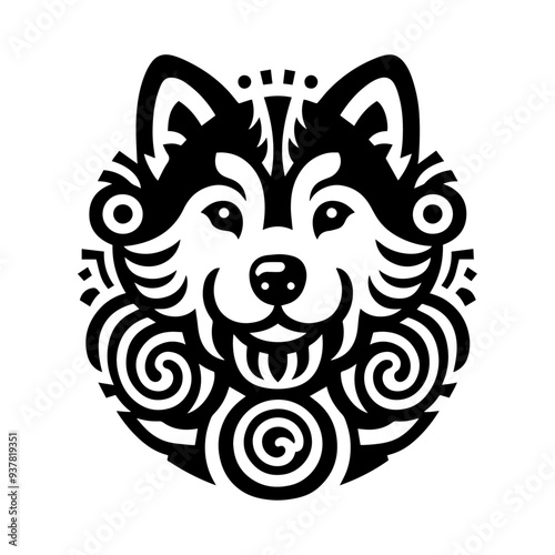 Ainu dog head vector icon design.