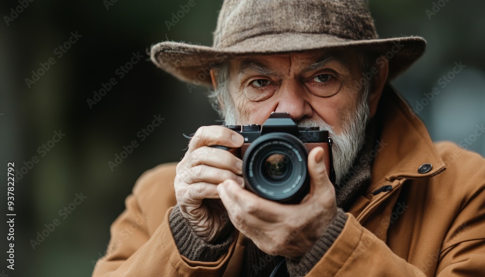 Obraz premium Senior Photographer Capturing Memories in Studio Light