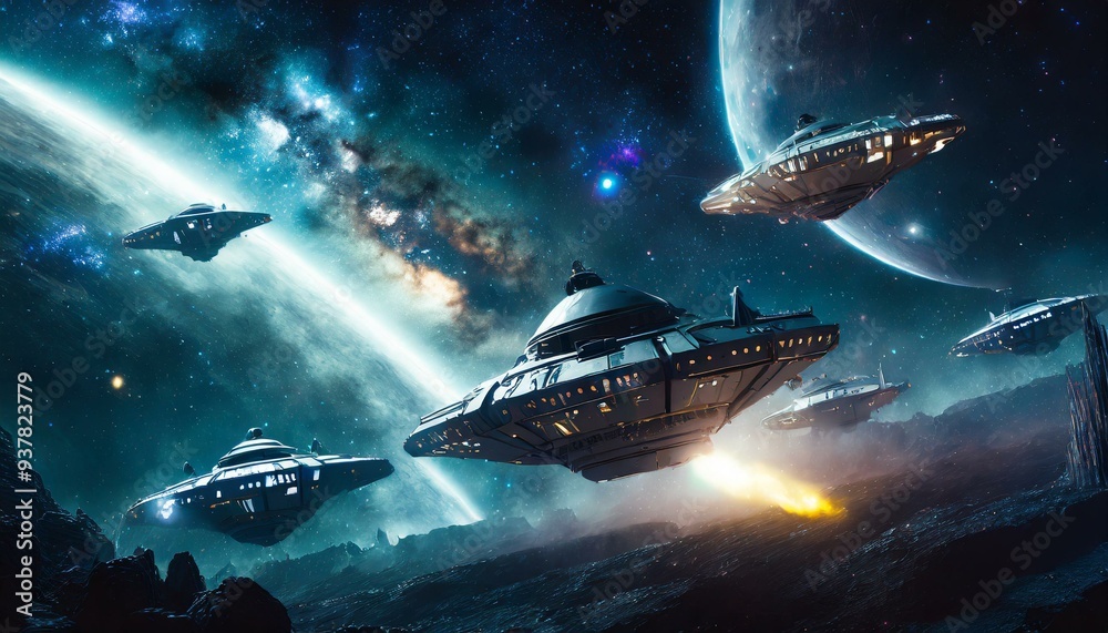 Obraz premium spaceship and space