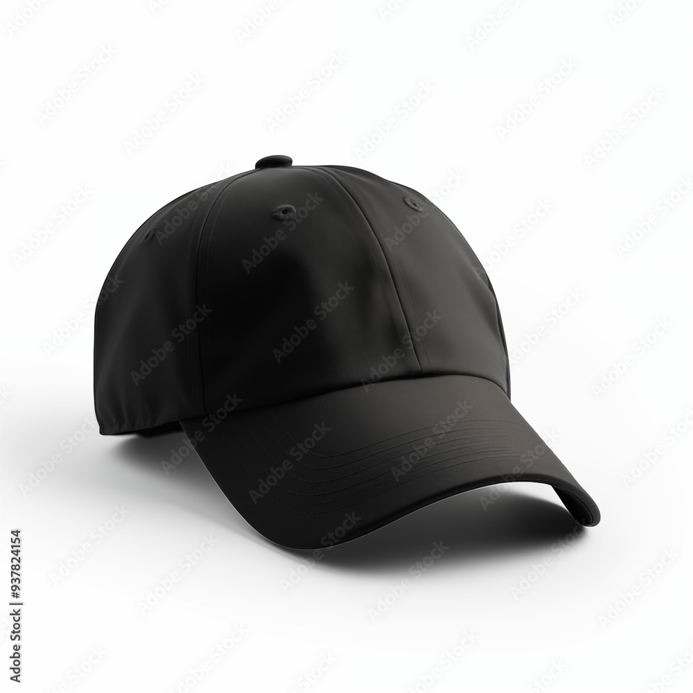 Blank black baseball cap mockup side view isolated on white background. Generative ai Blank black baseball cap mockup side view isolated on white background. Generative ai