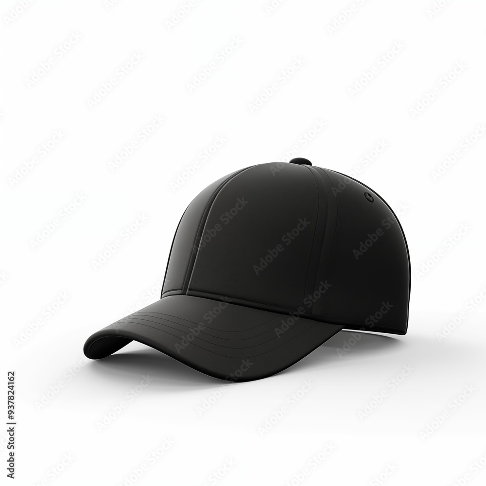 Blank black baseball cap mockup side view isolated on white background. Generative ai