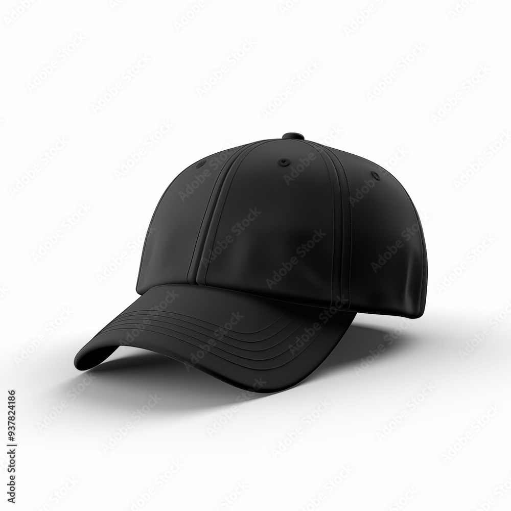Blank black baseball cap mockup side view isolated on white background. Generative ai