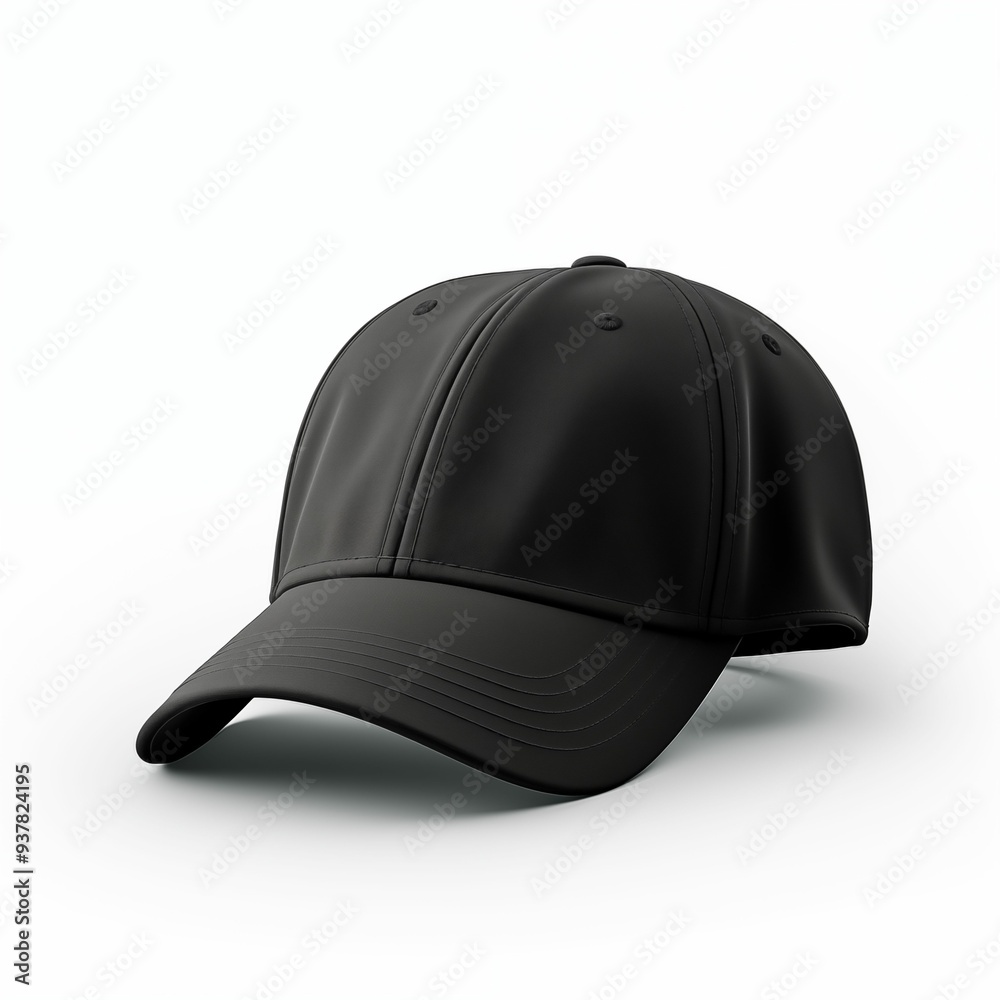 Blank black baseball cap mockup side view isolated on white background. Generative ai Blank black baseball cap mockup side view isolated on white background. Generative ai